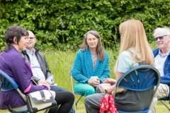 Group in garden chatting